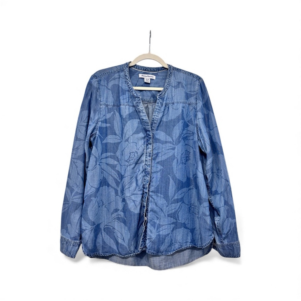 Tommy Bahama Floral Chambray Shirt Women’s Medium EUC